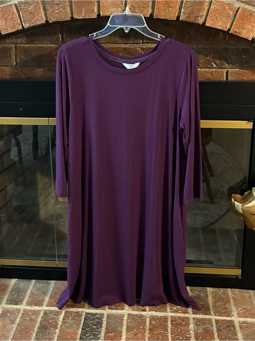 Time and Tru Women's Purple Long Sleeve Swing Dress